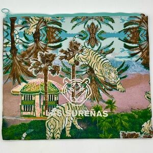 Las Sureñas Tiger Print Zipper Pouch / Clutch – Tropical Jungle Design Like New